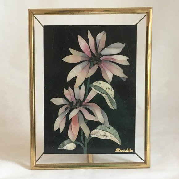 Pietra Dura Inlaid Stone Floral Plaque Mosalite